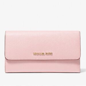 Michael Kors NWT Jet Set Travel Crossgrain Leather Tri-Fold Wallet